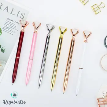 

Set of 12 metal pens with big diamond for woman Girl, gift details communion for guests, family wedding