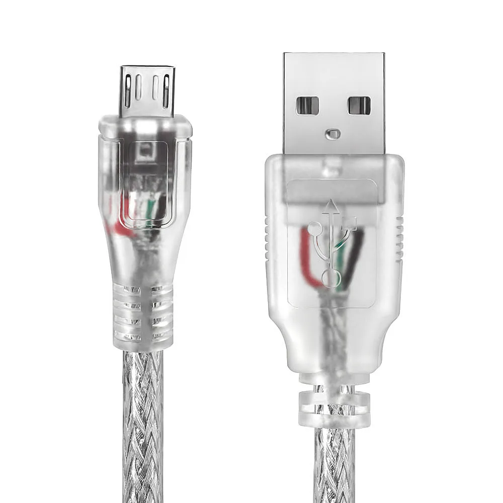 Greenconnect Кабель 2A 0.3m USB 2.0, AM/microB 5pin, прозрачный, 28/24 AWG, поддержка функции быстрой зарядки