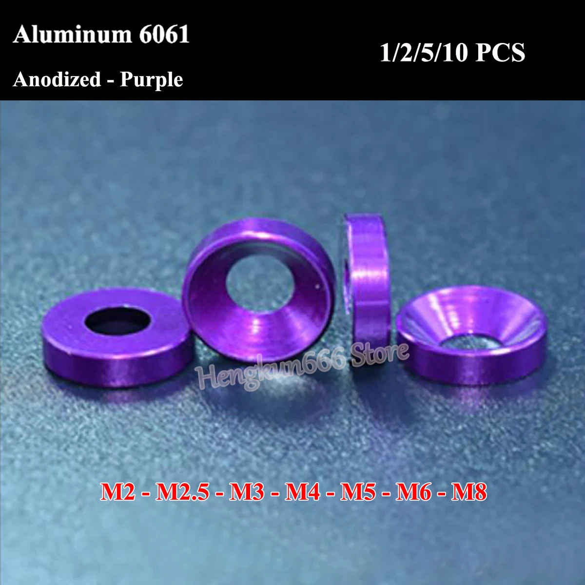 

M2 M2.5 M3 M4 M5 M6 M8 Aluminum Alloy Flat Washer Anodized - Purple Aluminum 6061 Countersunk Head Screw Bolts Washers Gasket