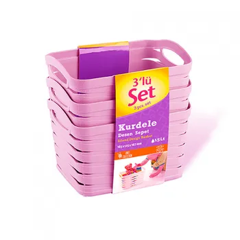 

Kit 3 rectangular medium baskets pink 1,5 litres 7house