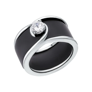 

Silver ring with ceramics and cubic zirconium sunlight