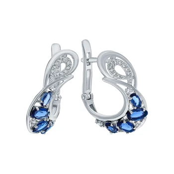 

Silver earrings with sapphires and cubic zirconia sunlight