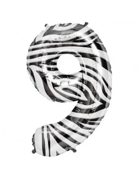 

Balloon Number 9 86cm Zebra-Foil Polyamide-NSB00875
