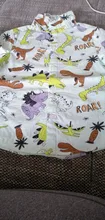 Imcute-ropa de verano para niños, vestido de mangas cortas para niños, camisa con estampado de dinosaurio de dibujos animados, cuello de solapa, Tops de bebé