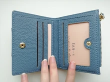 Cartera de piel sintética suave para mujer, cartera amarilla de marca, monedero Mini con broche, tarjetero, billetera corta, Bolso pequeño Delgado, llavero con cremallera