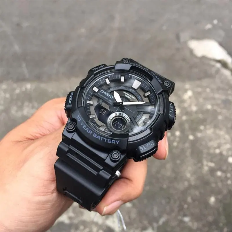 Casio aeq 110w 1b world time sports Chronograph men's watch 10 years  Telememo 30 battery| | - AliExpress