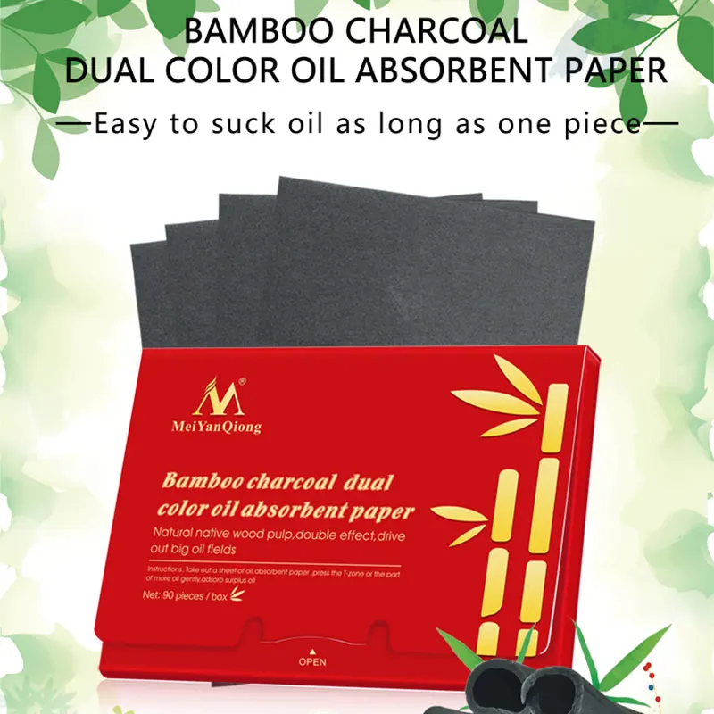 Бамбуковый уголь, двойной цвет, масло, абсорбирующая бумага, очищающее средство для лица, средство для удаления черных точек, лечение акне, красота, масло, впитывающие листы