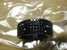 High Quality Punk Rock Stainless Steel Black Ring Men Blue Red Green Crystal Ring For