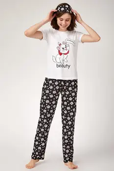 

Happiness ist. Women Hair Straped Printed Knitted Pajamas Set EC00019