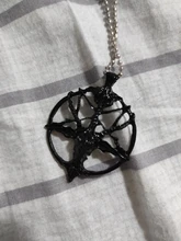 Collar de cadena con colgante de cabeza de cabra y calavera, joyería Vintage, pentagrama, hombre y mujer