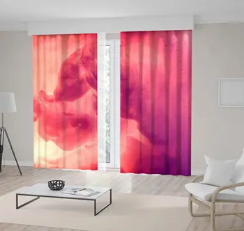 

Curtain Color Pigment in Cloud Water Monochromic Modern Artwork Printed Pink Fuchsia