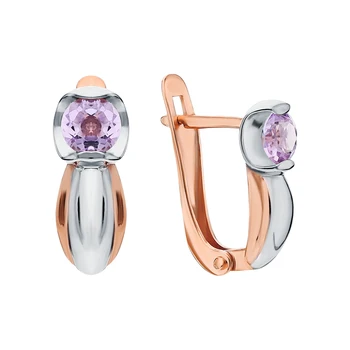 

Gold earrings with amethyst sunlight sample 585