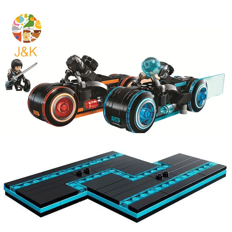

21314 248pcs Movie Series TRON Legacy Light Cycles Model Building Blocks Bricks Enlighten Toys for Children 10881 Gif