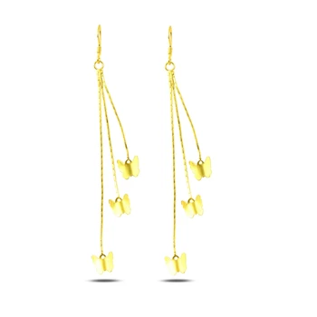 

KUTAYDAN Dangle Matte Textured Butterfly Earrings 925 Sterling Silver