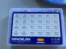 Ninejin-Juego de tornillos de cabeza hexagonal, 880 uds, M2, M3, M4, M5, acero inoxidable, hexagonal, cabezal redondo plano, surtido de Kit de tornillos