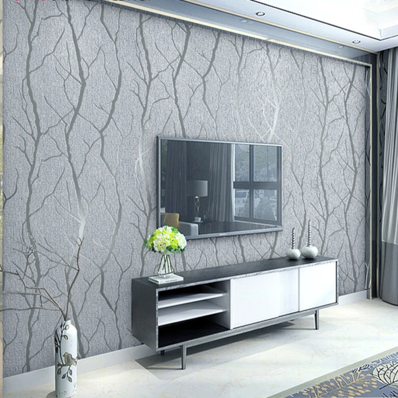 Thick Grey Velvet 3D Wallpaper For Bedroom Walls Living room Background