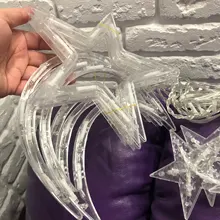 Lights Curtain-String Moon-Lamp Window-Decor Christmas Garland Fairy Icicle-Star LED