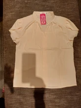 Tops y blusas para mujer, blusas de gasa de manga corta, blancas, de talla grande XXL