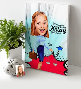 

Personalized Women 'S Attorney Cartoon Canvas Table (30x50 cm.) 3