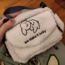 Bandolera de lona con estampado de dibujos animados para mujer, bolso de hombro tipo sobre