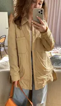 Shirt Jacket Outwear Oversized Coat Spring Warm-Button Thin PUWD Chic Fashion Woman Ladies