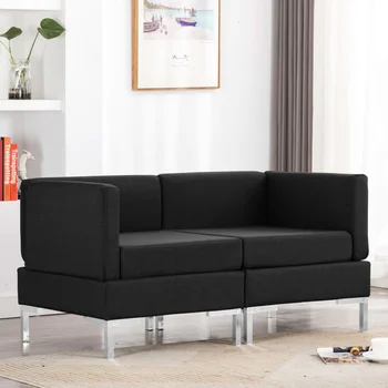 

Modular 2 pcs Black fabric cushions sofa corner sofa