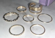 Conjunto de 7 anillos para articulaciones Punk para mujer, joyería minimalista geométrica, anillo dorado redondo de Metal, accesorios para fiesta de boda