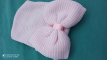 Emmababy-Diadema rayado para niñas, gorro suave de lana con lazo