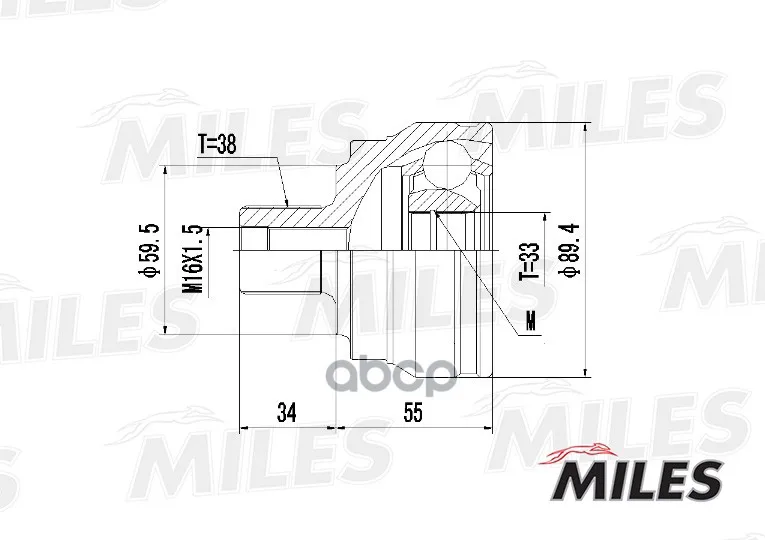 Шрус Audi A4 1.9d-3.0 00-04 Нар. Miles Ga20031 Miles арт. GA20031