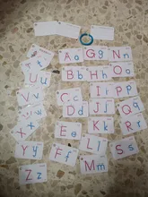 Tarjeta Flash en inglés de 26 letras, tablero de letras del alfabeto escrito a mano con hebilla Montessori, juguetes educativos para niños que aprenden inglés