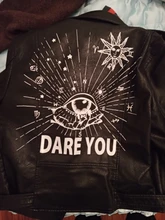 Jacket Punk Biker-Coat Rivets Leather Short Letters-Print Motorcycle Women Outwear Ailegogo
