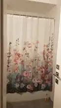 Cortinas de ducha de tela de flores para baño, cortina con ganchos, anillos, resistentes al agua, color blanco, rosa, Gris, Morado, 72x72