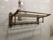 Towel-Rack Hooks Bathroom-Accessories Foldable Antique Aluminum Brass with Active