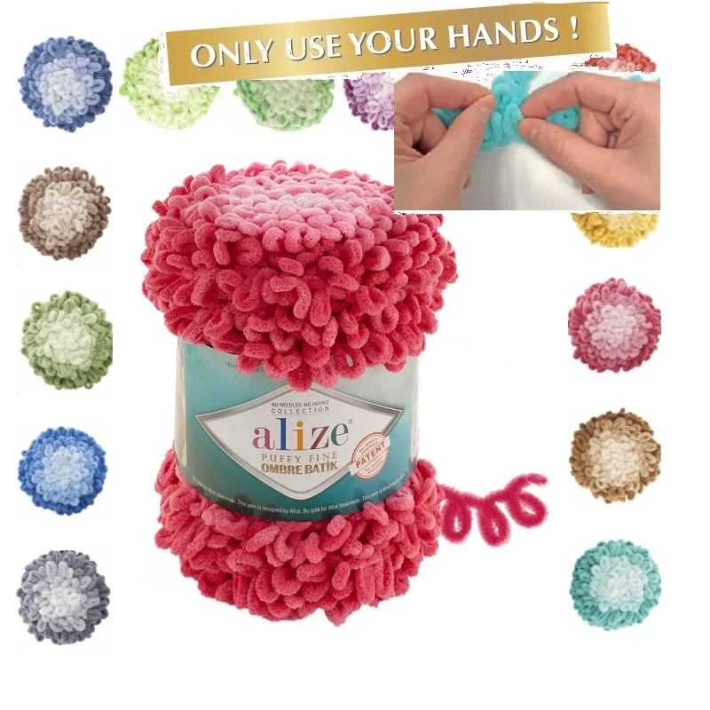 Пряжа Alize PUFFY FINE OMBRE BATIK 500гр % 100 Микрополиэстер без игл крючок одеяло сумки шаль