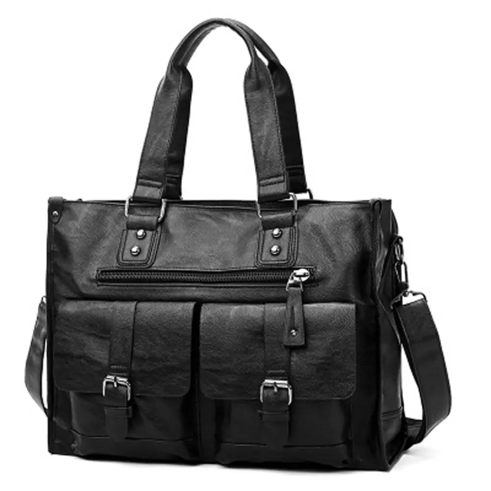 leather laptop bag men black Briefcase 15.6