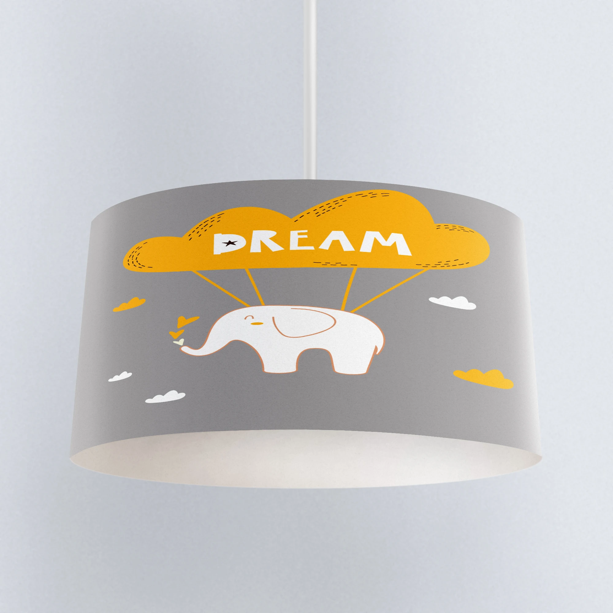 

Else Yellow Gray Cute Dream Elephant Nordic Print Fabric Kids Chandelier Lamp Drum Lampshade Floor Ceiling Pendant Light Shade