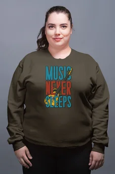 

Angemiel Wear Music Never Sleeps Green Women Sweatshirts