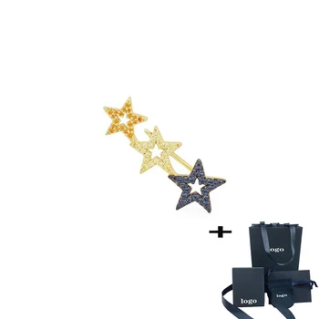 

2020 New August New Arrival 1pc Gold Color Multicolor Star Ear Hoop Single Slip Charm Earrings Ladies Holiday Party Jewelry