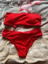 Bikini sin tirantes, novedad del 2020 en ropa de baño para mujer, bañador sexy de cintura alta y color puro, traje de baño acolchado, monokini