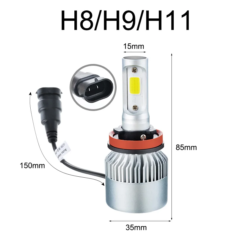 H7 H8/H9/H11 9005/HB3/H10 9006/HB4 9004/HB1 9012 9007/HB5 Автомобильные фары S2led супер яркие дальнего и ближнего света 2 лампы