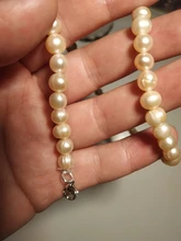 925-Sterling-Silver Chain Necklace Wedding-Jewelry Natural Pearl DOTEFFIL Woman Pink/purple