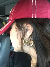 DOREMI-pendientes de aro de bambú de acero inoxidable, personalizables, con nombre, estilo bambú, con palabras llamativas