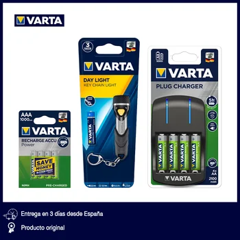 

VARTA Pack flashlight keychain 1x5mm LED + 4 rechargeable AAA batteries or AA rechargeable battery charger and AAA 4 slots