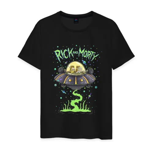Мужская футболка хлопок Rick and Morty on a spaceship | одежда