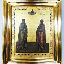 Святые апостолы Петр и Павел. Икона: дерево, левкас, темпера, сусальное золото, размер 22х26 см