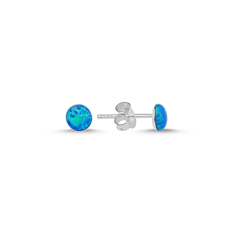 

Armagano 5mm Round Blue Opal Earrings