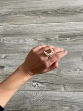 Fashion Big Geometric Pearl Paved Rings For Women 2021 New Jewelry Personality Statement