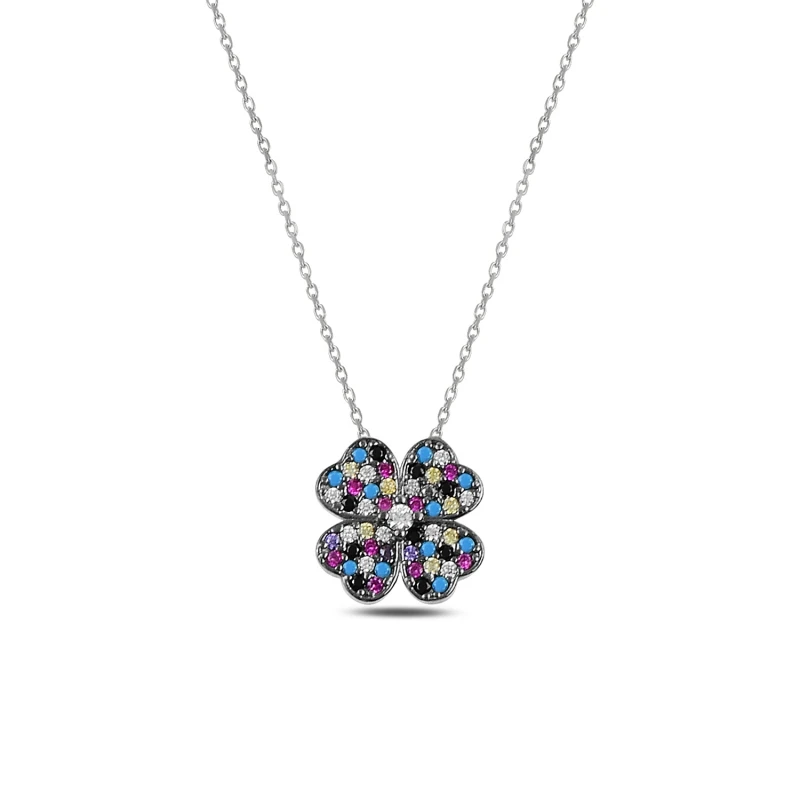 

Silver 925 Sterling Zircon Cubic Zirconia Clover Necklace