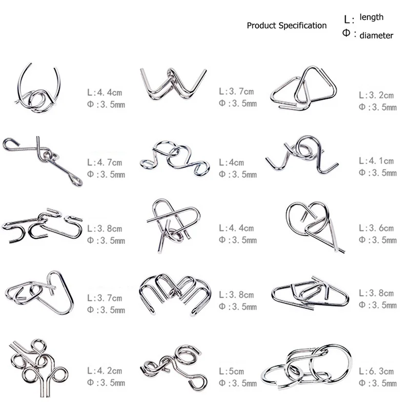Монтессори материалы 8 шт. из металла Провода головоломки IQ Разум Логические Паззлы игра для взрослых детей Паззлы