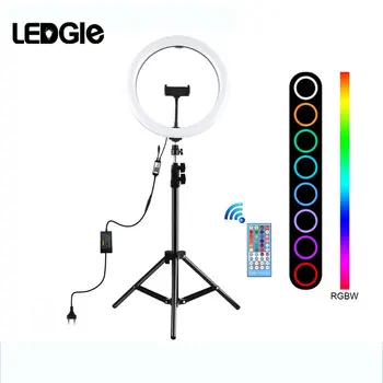 

RGB Dimmable LED Selfie Ring Light with Tripod Stand 11inch Makeup Lamp & Selfie Phone clip for Live Studio Photo Camera Vide